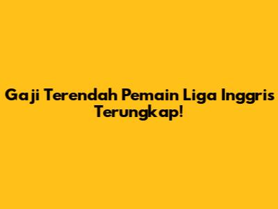 Gaji Terendah Pemain Liga Inggris Terungkap!