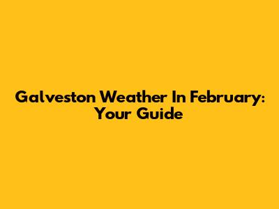 Galveston Weather In February: Your Guide