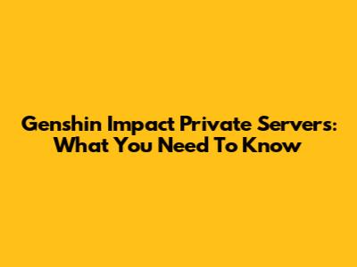 Genshin Impact Private Servers: What You Need To Know