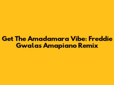 Get The Amadamara Vibe: Freddie Gwala's Amapiano Remix