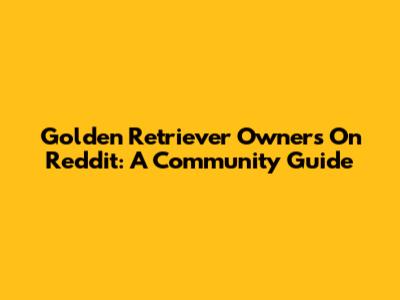 Golden Retriever Owners On Reddit: A Community Guide