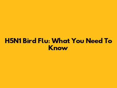 H5N1 Bird Flu: What You Need To Know