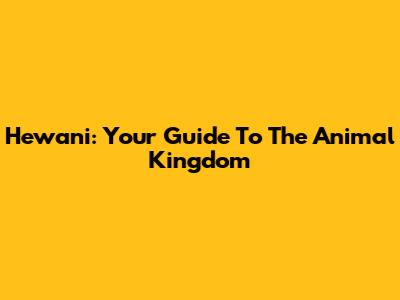 Hewani: Your Guide To The Animal Kingdom