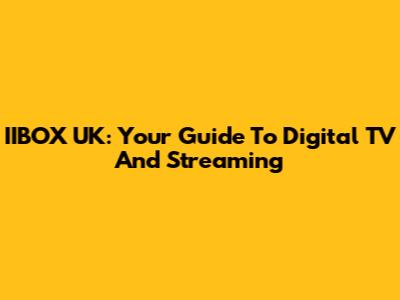 IIBOX UK: Your Guide To Digital TV And Streaming
