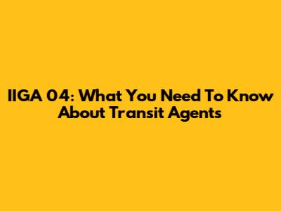 IIGA 04: What You Need To Know About Transit Agents