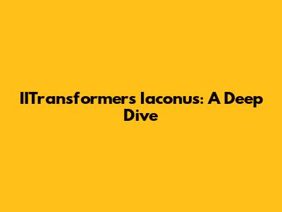 IITransformers Iaconus: A Deep Dive