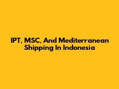 IPT, MSC, And Mediterranean Shipping In Indonesia