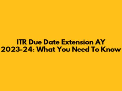 ITR Due Date Extension AY 2023-24: What You Need To Know