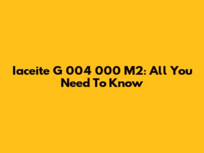 Iaceite G 004 000 M2: All You Need To Know