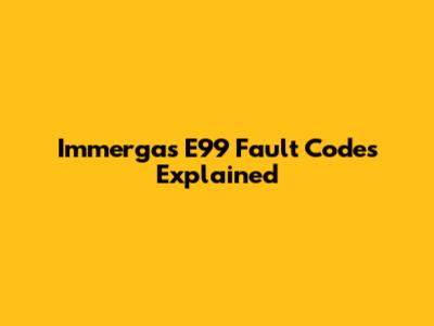 Immergas E99 Fault Codes Explained