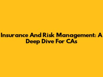 Insurance And Risk Management: A Deep Dive For CAs