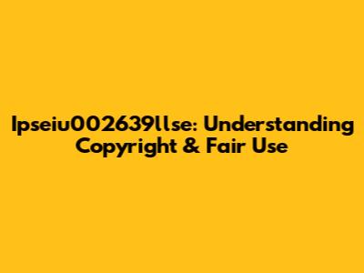 Ipseiu002639llse: Understanding Copyright & Fair Use