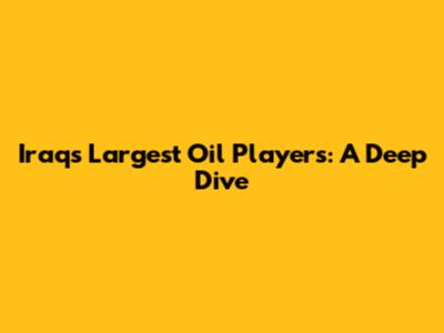 Iraq's Largest Oil Players: A Deep Dive