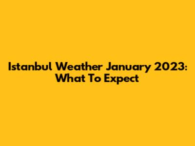 Istanbul Weather January 2023: What To Expect