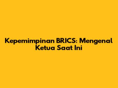 Kepemimpinan BRICS: Mengenal Ketua Saat Ini