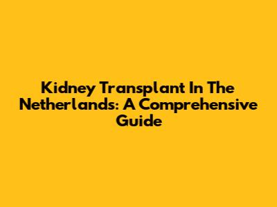 Kidney Transplant In The Netherlands: A Comprehensive Guide