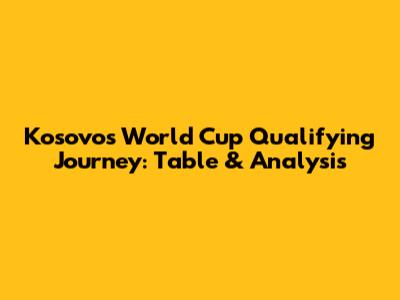 Kosovo's World Cup Qualifying Journey: Table & Analysis