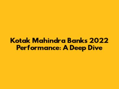 Kotak Mahindra Bank's 2022 Performance: A Deep Dive