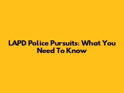 LAPD Police Pursuits: What You Need To Know