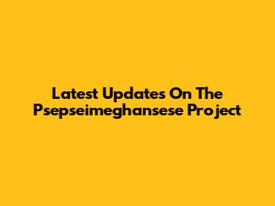 Latest Updates On The Psepseimeghansese Project