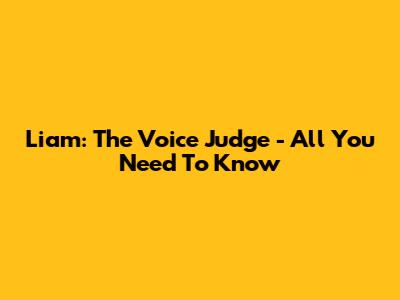 Liam: The Voice Judge - All You Need To Know