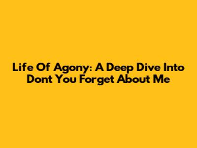 Life Of Agony: A Deep Dive Into "Don't You Forget About Me"
