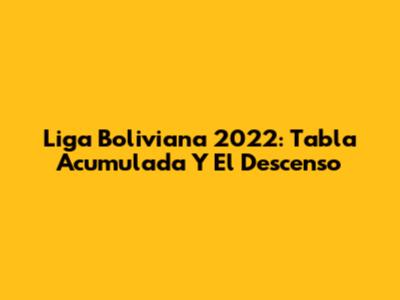 Liga Boliviana 2022: Tabla Acumulada Y El Descenso