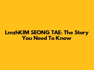 LmzhKIM SEONG TAE: The Story You Need To Know