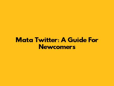 Mata Twitter: A Guide For Newcomers