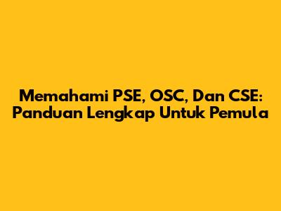 Memahami PSE, OSC, Dan CSE: Panduan Lengkap Untuk Pemula