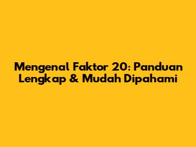 Mengenal Faktor 20: Panduan Lengkap & Mudah Dipahami
