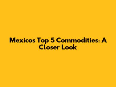 Mexico's Top 5 Commodities: A Closer Look