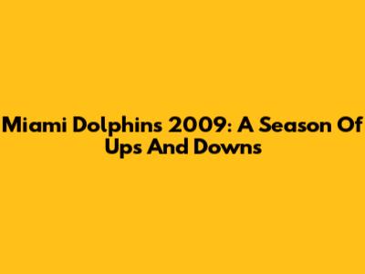 Miami Dolphins 2009: A Season Of Ups And Downs