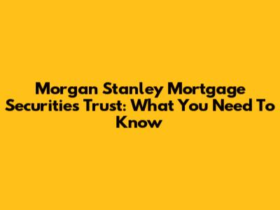 Morgan Stanley Mortgage Securities Trust: What You Need To Know