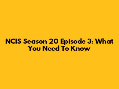 NCIS Season 20 Episode 3: What You Need To Know
