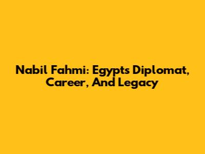 Nabil Fahmi: Egypt's Diplomat, Career, And Legacy