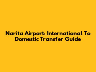 Narita Airport: International To Domestic Transfer Guide