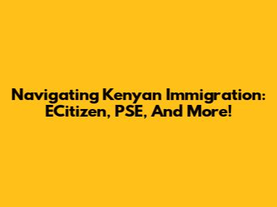 Navigating Kenyan Immigration: ECitizen, PSE, And More!