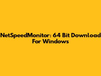 NetSpeedMonitor: 64 Bit Download For Windows