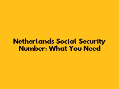 Netherlands Social Security Number: What You Need