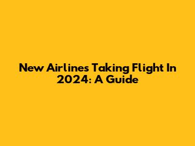 New Airlines Taking Flight In 2024: A Guide