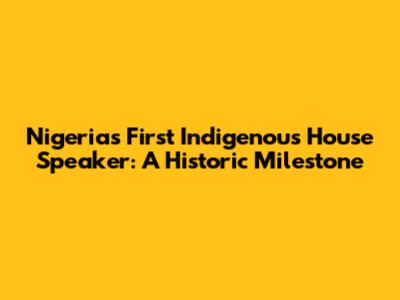 Nigeria's First Indigenous House Speaker: A Historic Milestone