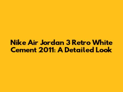 Nike Air Jordan 3 Retro White Cement 2011: A Detailed Look