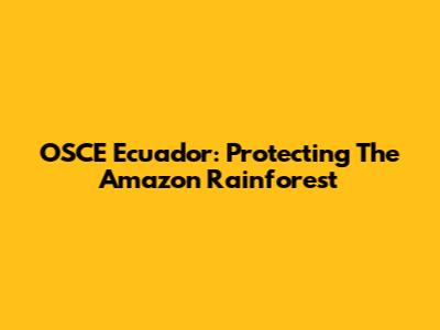 OSCE Ecuador: Protecting The Amazon Rainforest