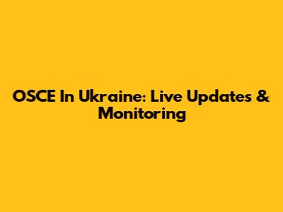 OSCE In Ukraine: Live Updates & Monitoring