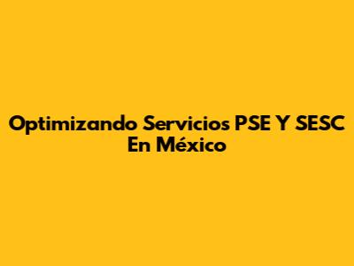 Optimizando Servicios PSE Y SESC En México
