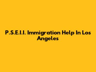 P.S.E.I.I. Immigration Help In Los Angeles