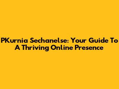 PKurnia Sechanelse: Your Guide To A Thriving Online Presence