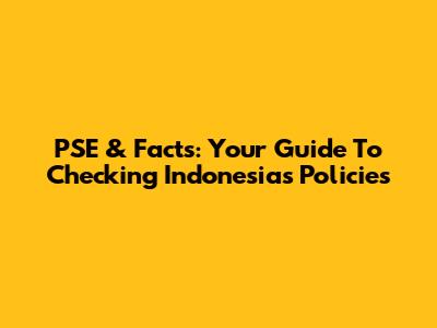 PSE & Facts: Your Guide To Checking Indonesia's Policies