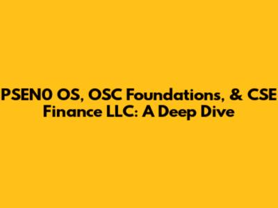 PSEN0 OS, OSC Foundations, & CSE Finance LLC: A Deep Dive